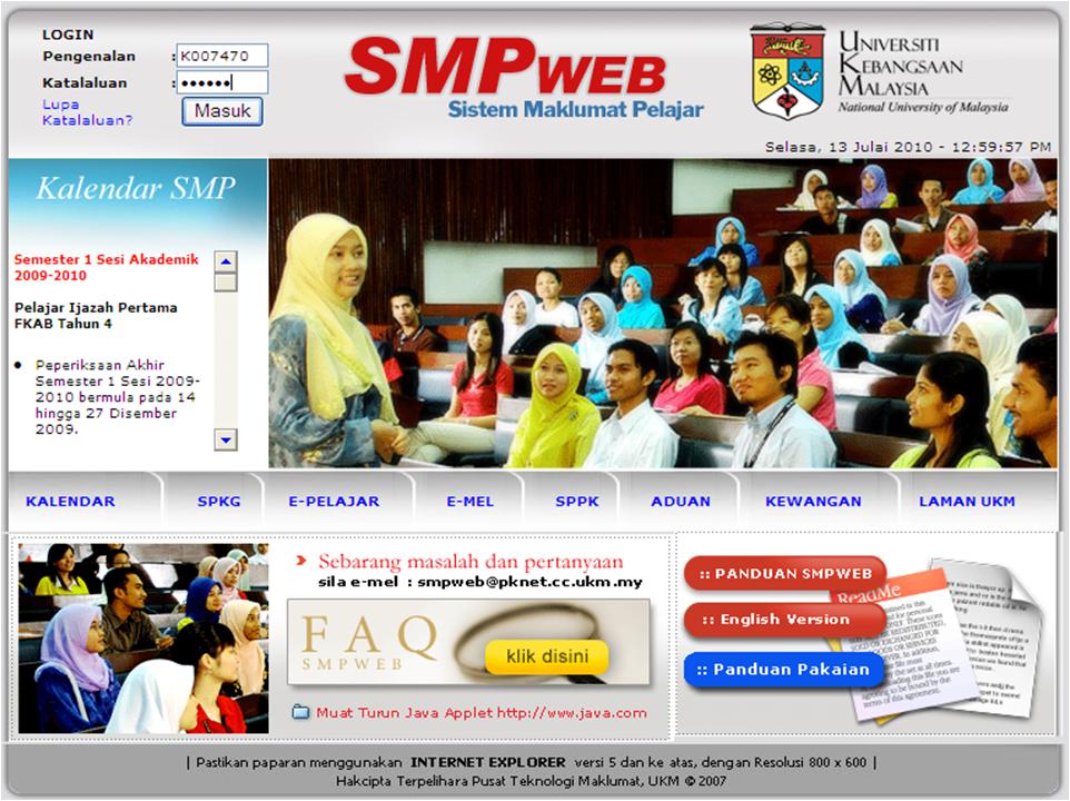 FKAB UKM - Panduan mengaktifkan ID SMPweb 1. Capai page www.ukm.my